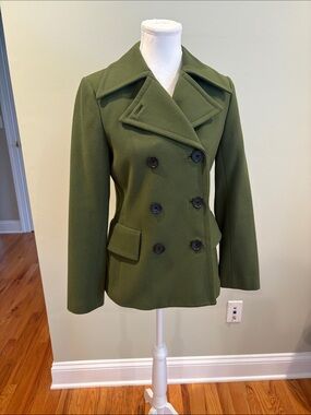 Banana Republic Olive Green Double-Breasted Peacoat